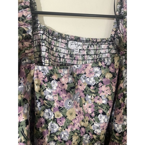 Polagram 3X Floral Cottagecore Whimsy Puff Sleeve Square Neck Dress Feminine - Picture 9 of 10
